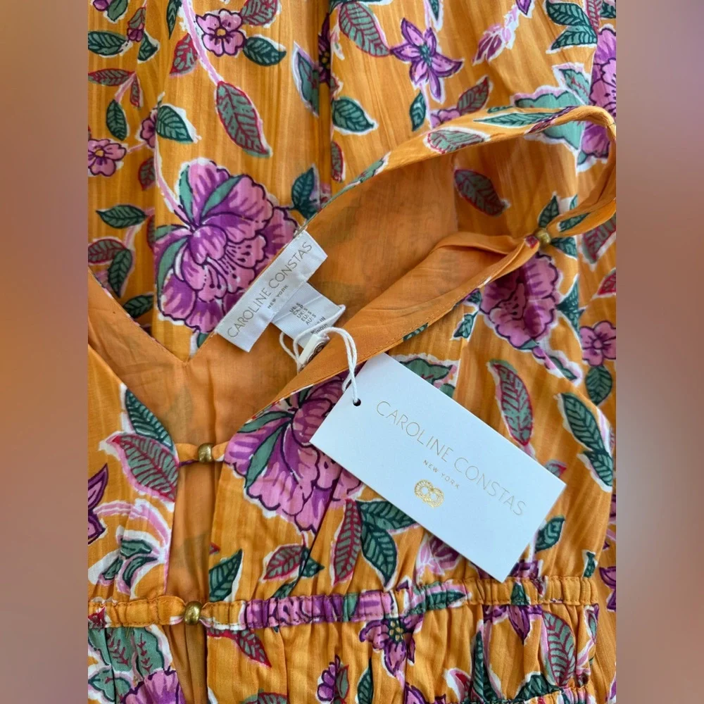 Caroline Constas Floral Dress – Orange & Purple, NWT Size S - Picture 3 of 4